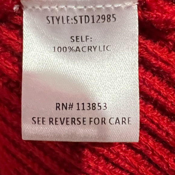 Sugarlips Balloon Sleeve Sweater Dress Size Small Red Round Neck - Picture 5 of 12